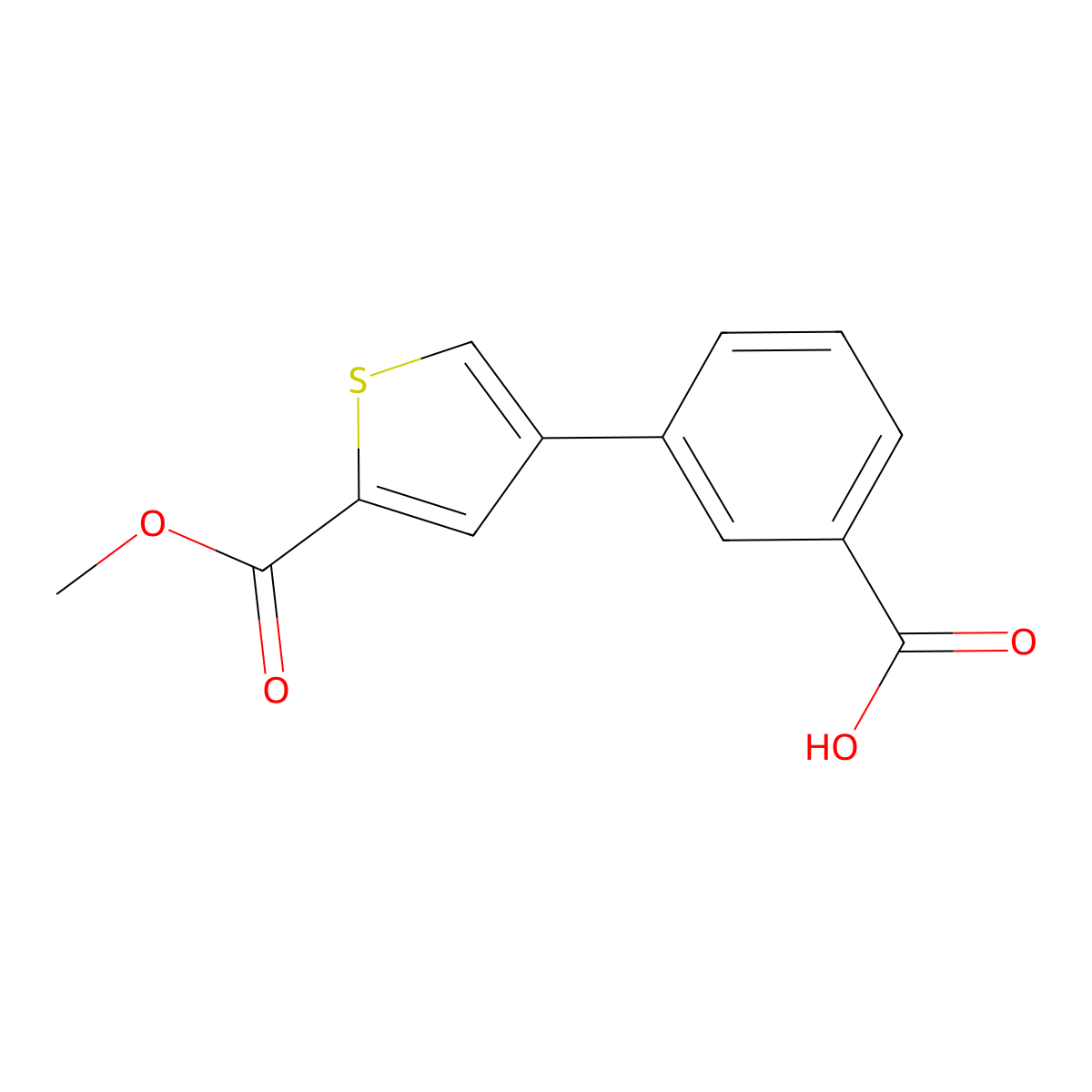 3-[5-(Methoxycarbonyl)thiophen-3-YL]benzoic acid molecular structure, CAS 1261983-03-2