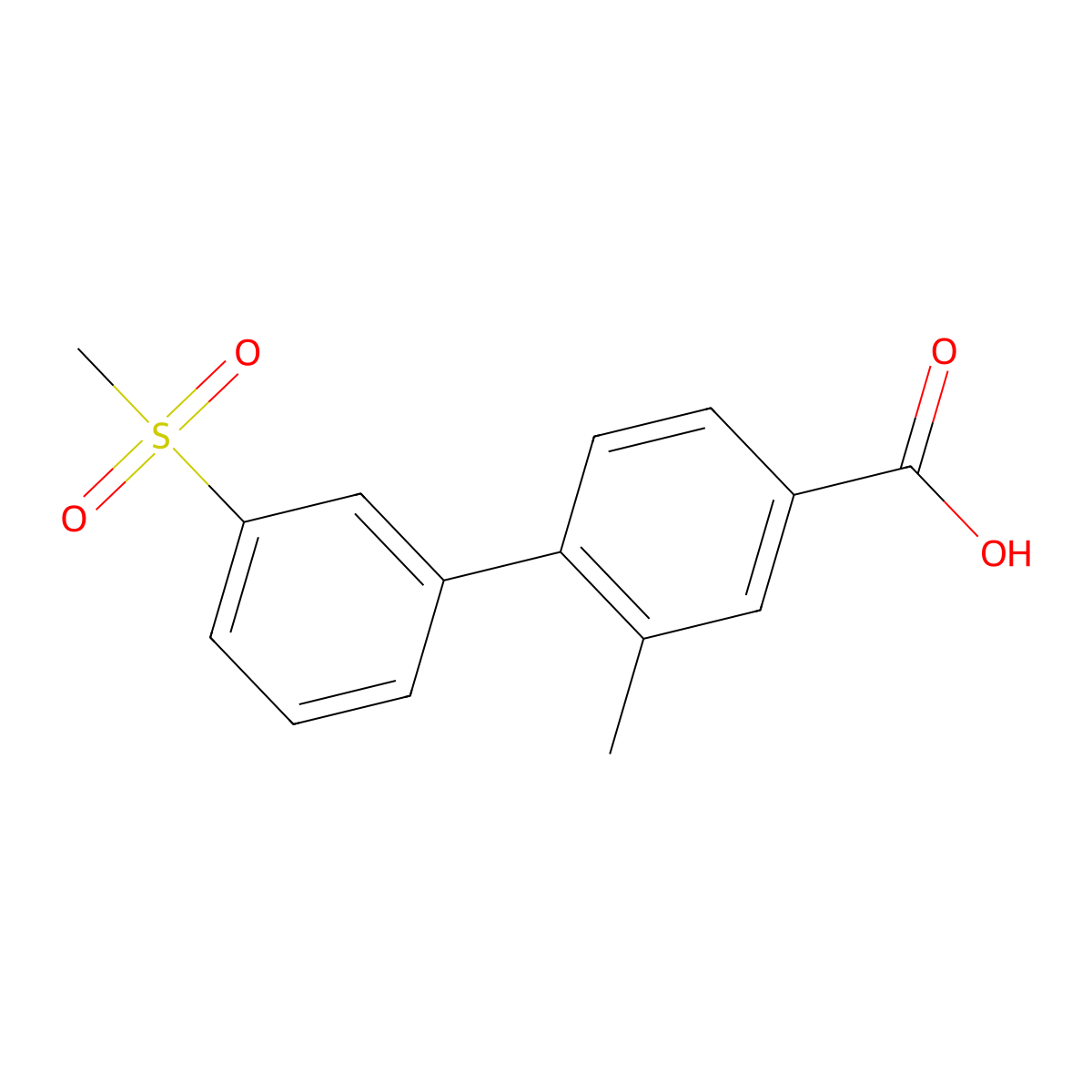 3-Methyl-4-(3-methylsulfonylphenyl)benzoic acid molecular structure, CAS 1261983-04-3