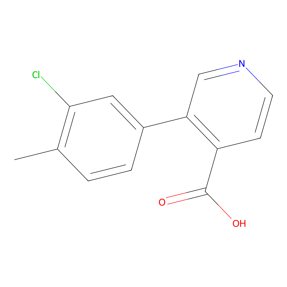 3-(3-Chloro-4-methylphenyl)pyridine-4-carboxylic acid molecular structure, CAS 1261983-05-4