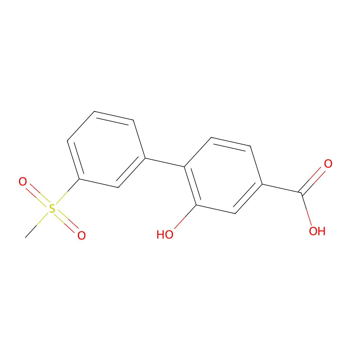 3-Hydroxy-4-(3-methylsulfonylphenyl)benzoic acid molecular structure, CAS 1261983-09-8