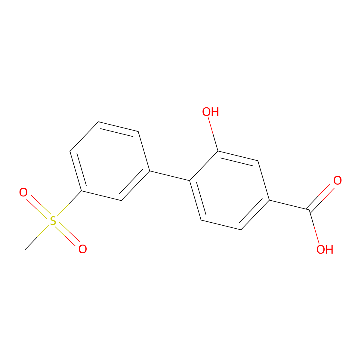 3-Hydroxy-4-(3-methylsulfonylphenyl)benzoic acid molecular structure, CAS 1261983-09-8