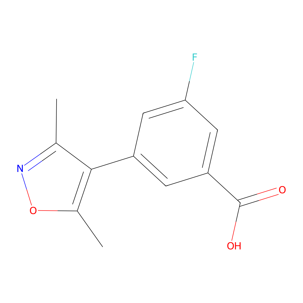 3-(3,5-Dimethyl-1,2-oxazol-4-yl)-5-fluorobenzoic acid molecular structure, CAS 1261983-12-3