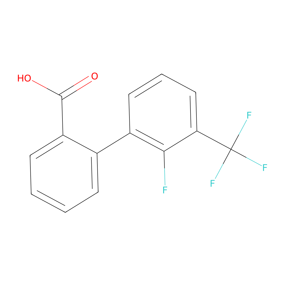 2-(2-Fluoro-3-trifluoromethylphenyl)benzoic acid molecular structure, CAS 1261983-22-5