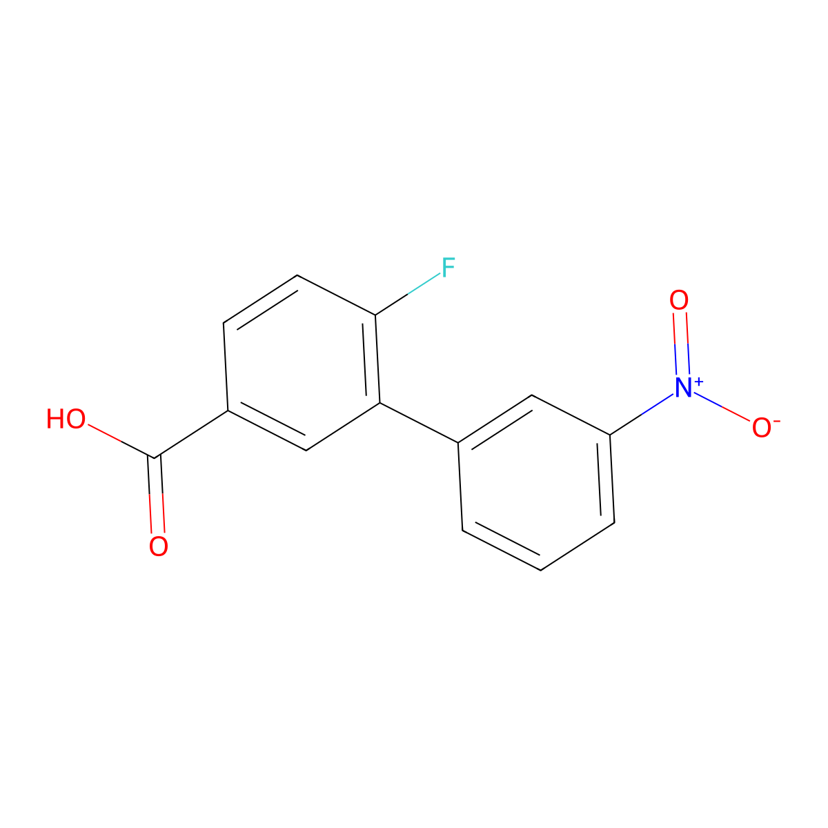 4-Fluoro-3-(3-nitrophenyl)benzoic acid molecular structure, CAS 1261983-30-5