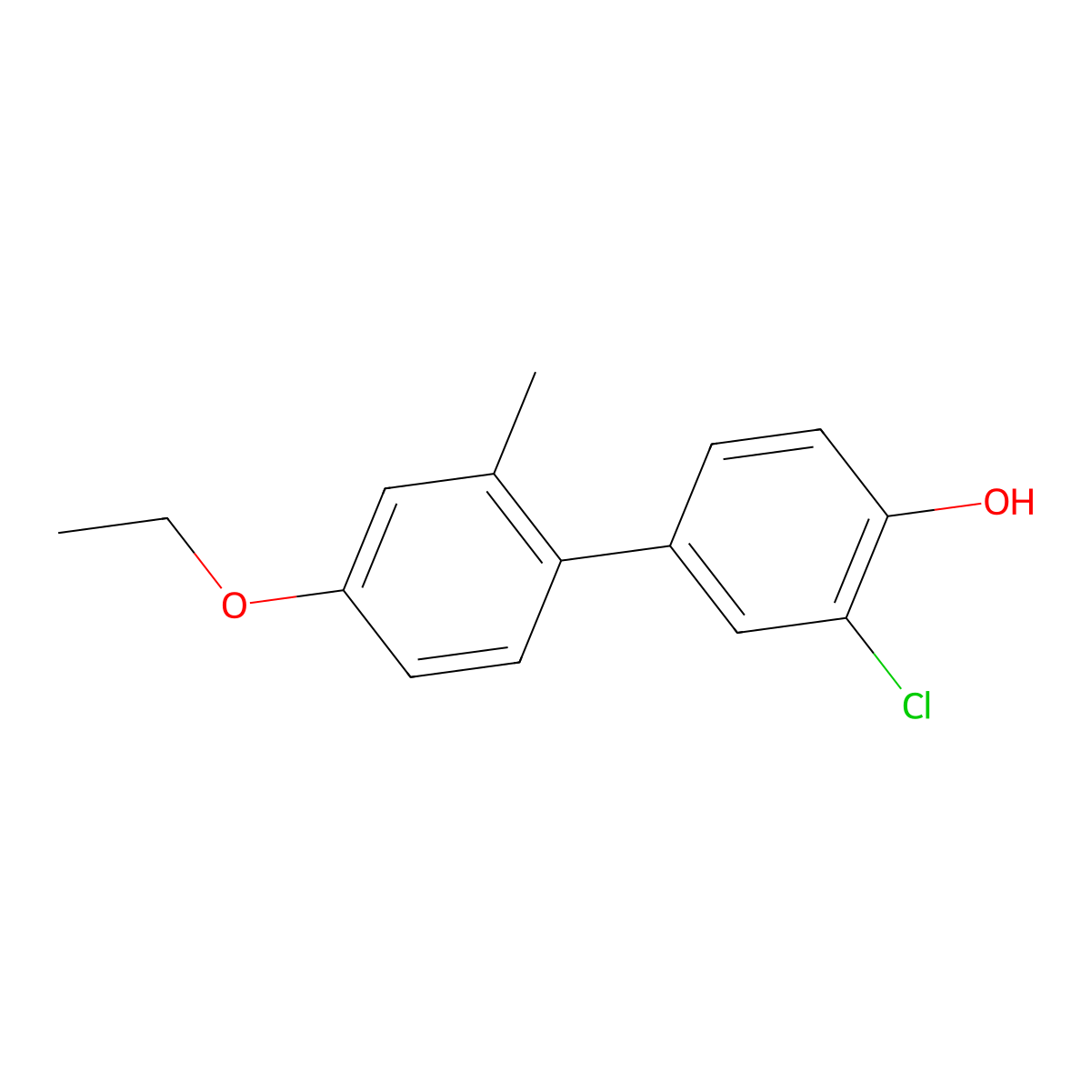 2-Chloro-4-(4-ethoxy-2-methylphenyl)phenol molecular structure, CAS 1261983-33-8