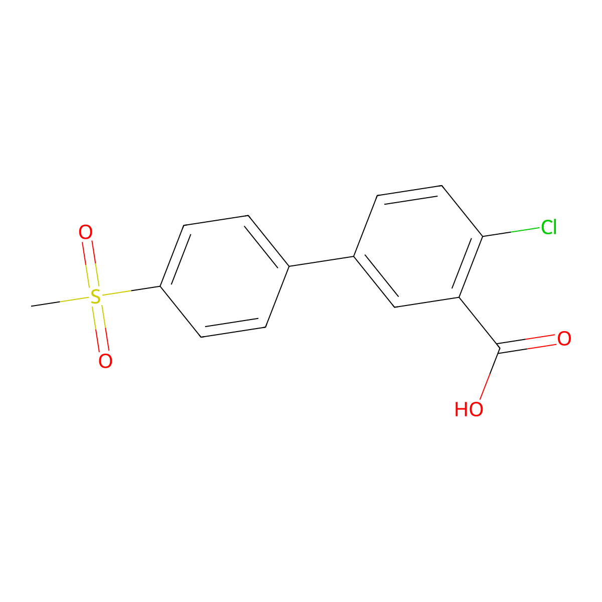 2-Chloro-5-(4-methylsulfonylphenyl)benzoic acid molecular structure, CAS 1261983-35-0