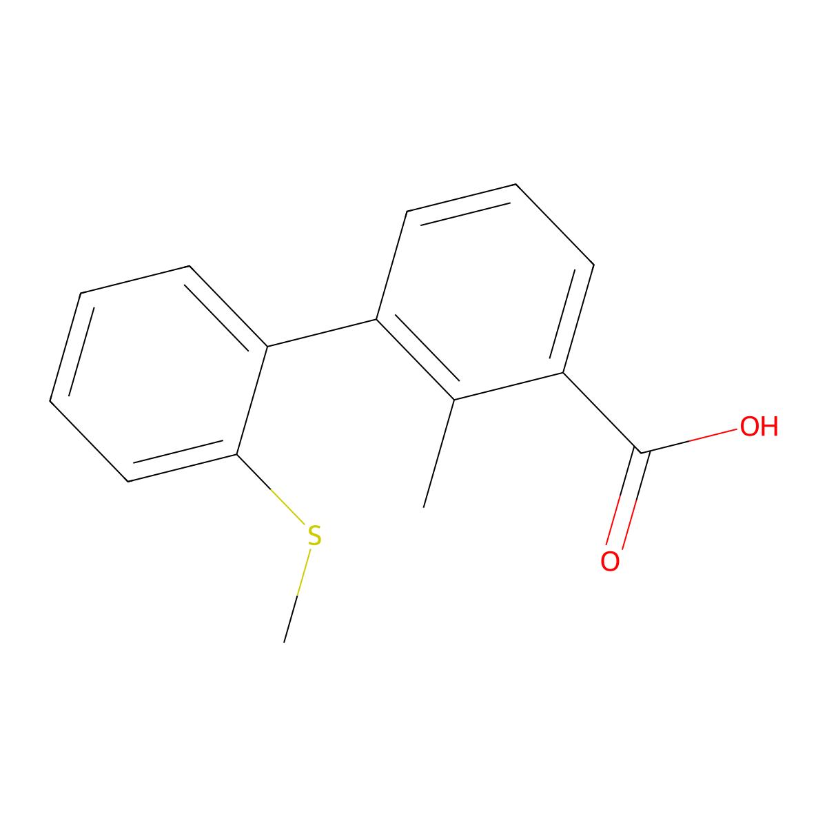 2-Methyl-3-(2-methylthiophenyl)benzoic acid molecular structure, CAS 1261983-39-4
