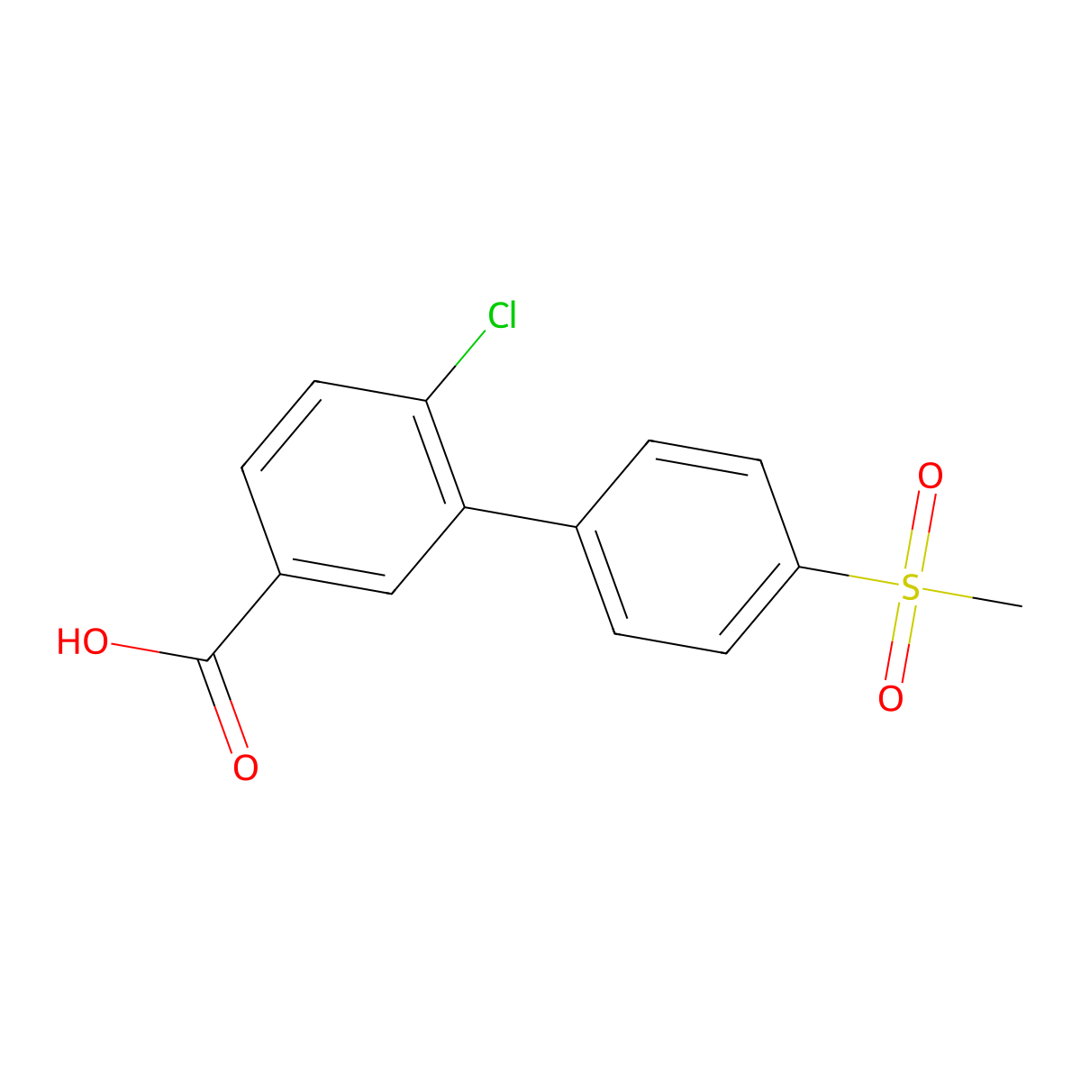 4-Chloro-3-(4-methylsulfonylphenyl)benzoic acid molecular structure, CAS 1261983-43-0