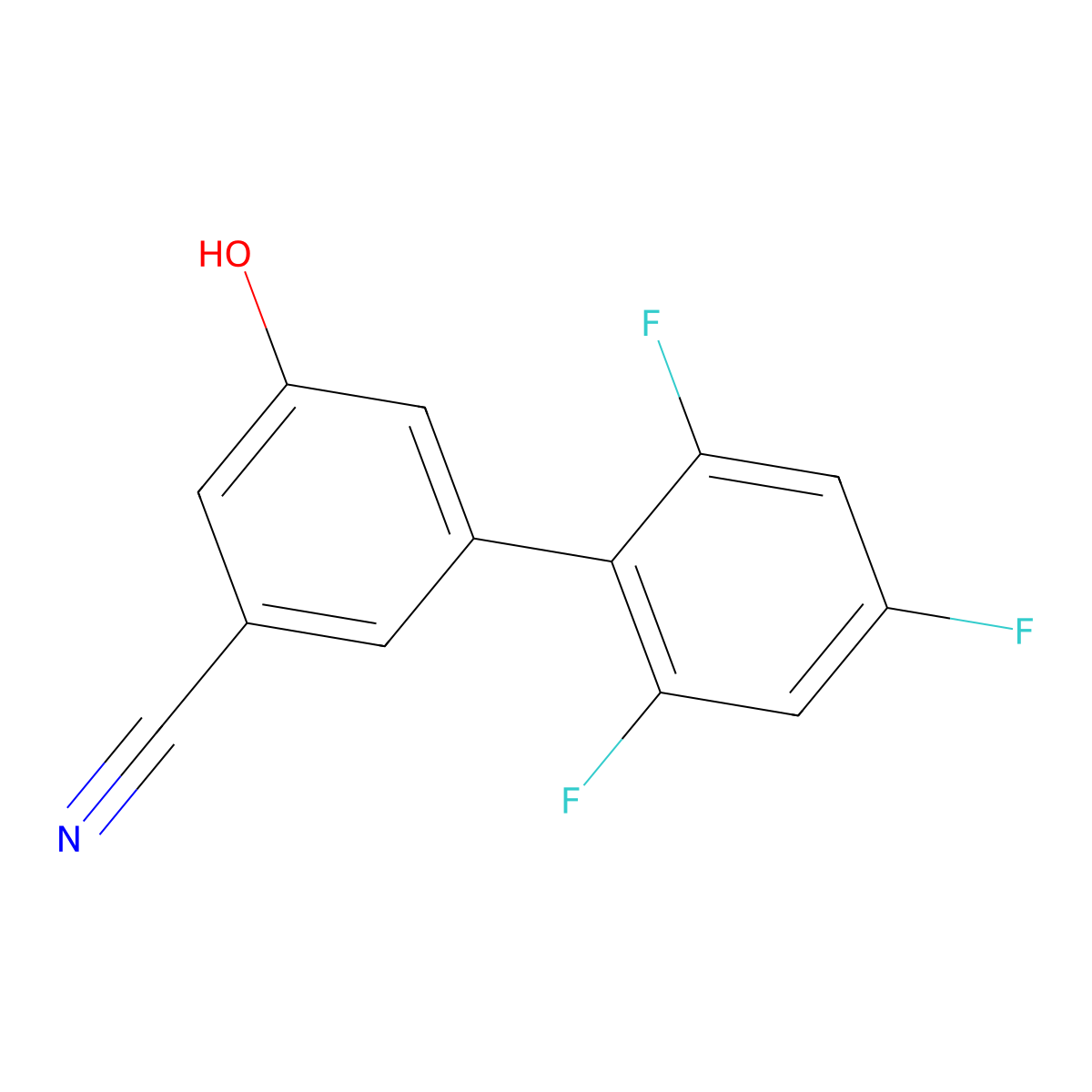 3-Cyano-5-(2,4,6-trifluorophenyl)phenol molecular structure, CAS 1261983-49-6