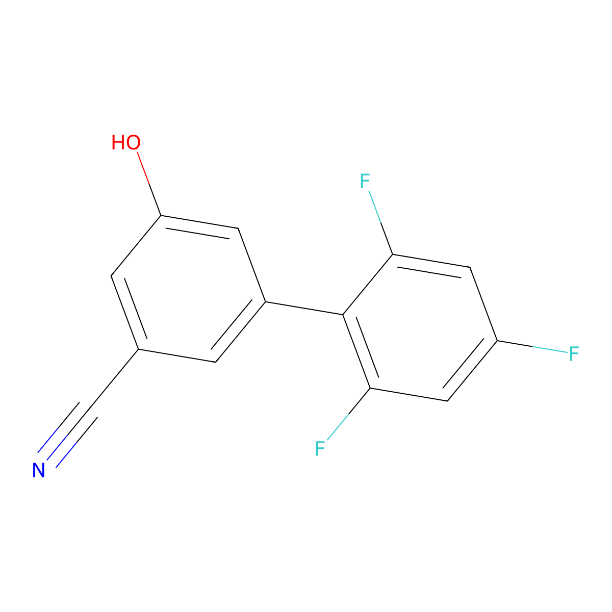 3-Cyano-5-(2,4,6-trifluorophenyl)phenol molecular structure, CAS 1261983-49-6