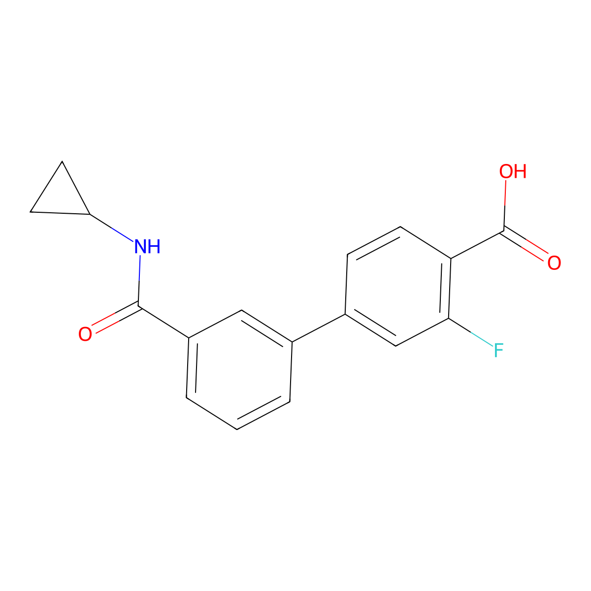4-[3-(Cyclopropylaminocarbonyl)phenyl]-2-fluorobenzoic acid molecular structure, CAS 1261983-90-7
