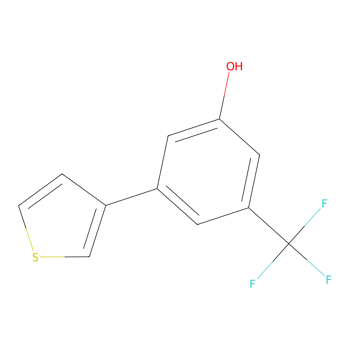 3-(Thiophen-3-yl)-5-(trifluoromethyl)phenol molecular structure, CAS 1261983-92-9