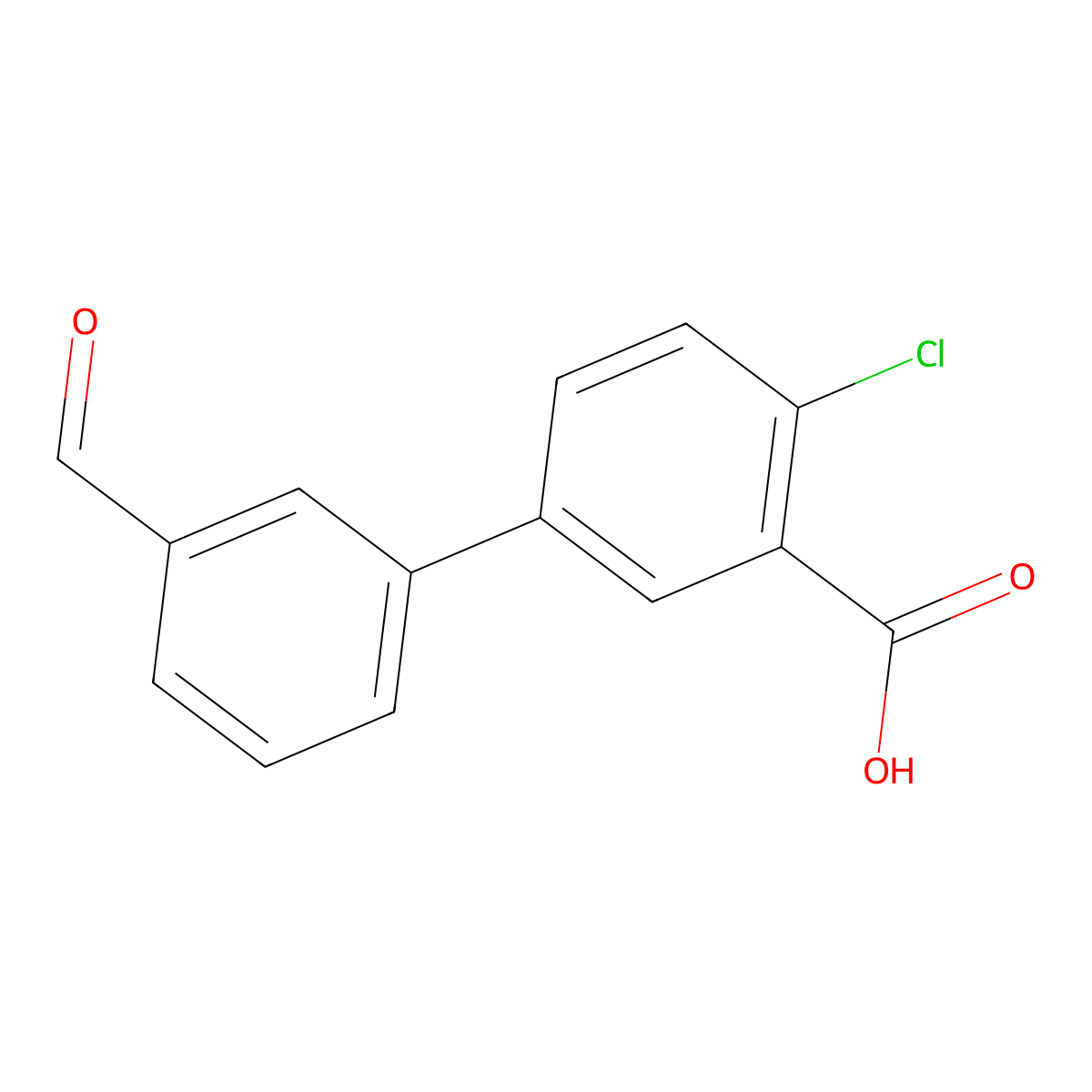 2-Chloro-5-(3-formylphenyl)benzoic acid molecular structure, CAS 1261983-94-1