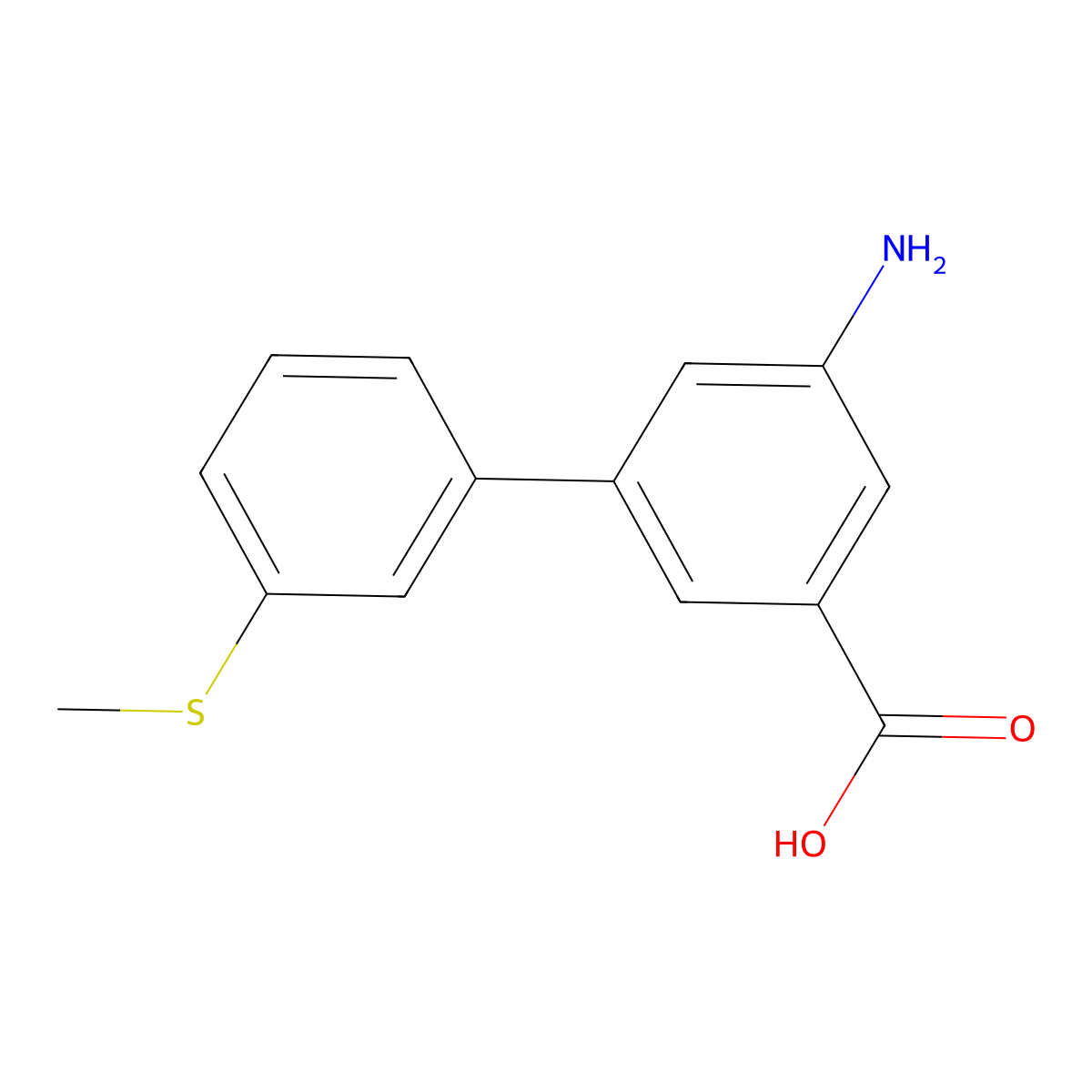 3-Amino-5-(3-methylthiophenyl)benzoic acid molecular structure, CAS 1261983-96-3