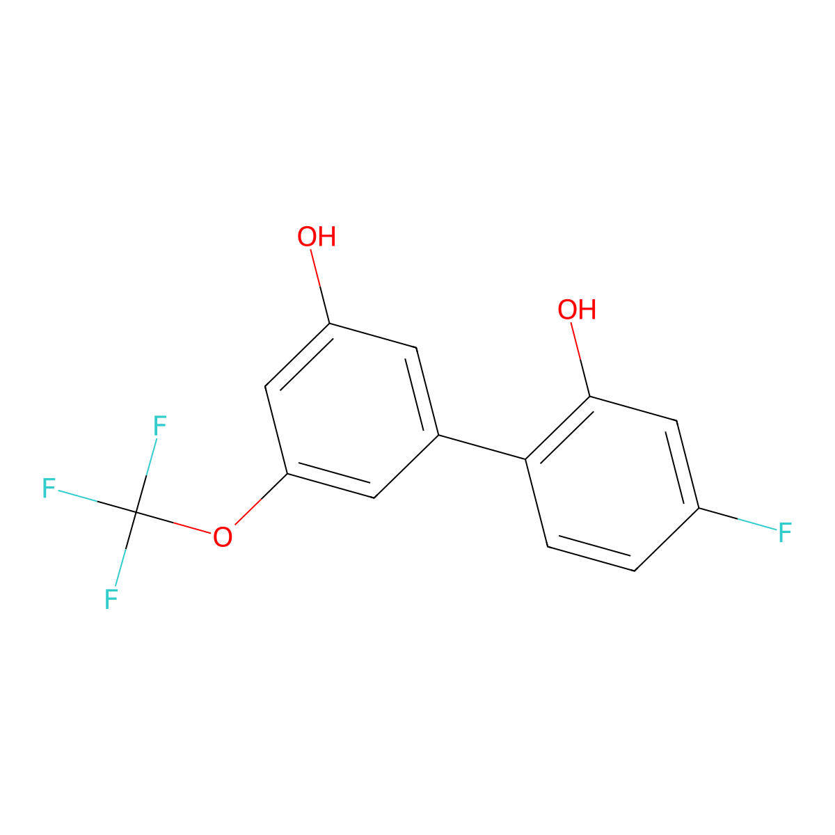 5-(4-Fluoro-2-hydroxyphenyl)-3-trifluoromethoxyphenol molecular structure, CAS 1261984-04-6
