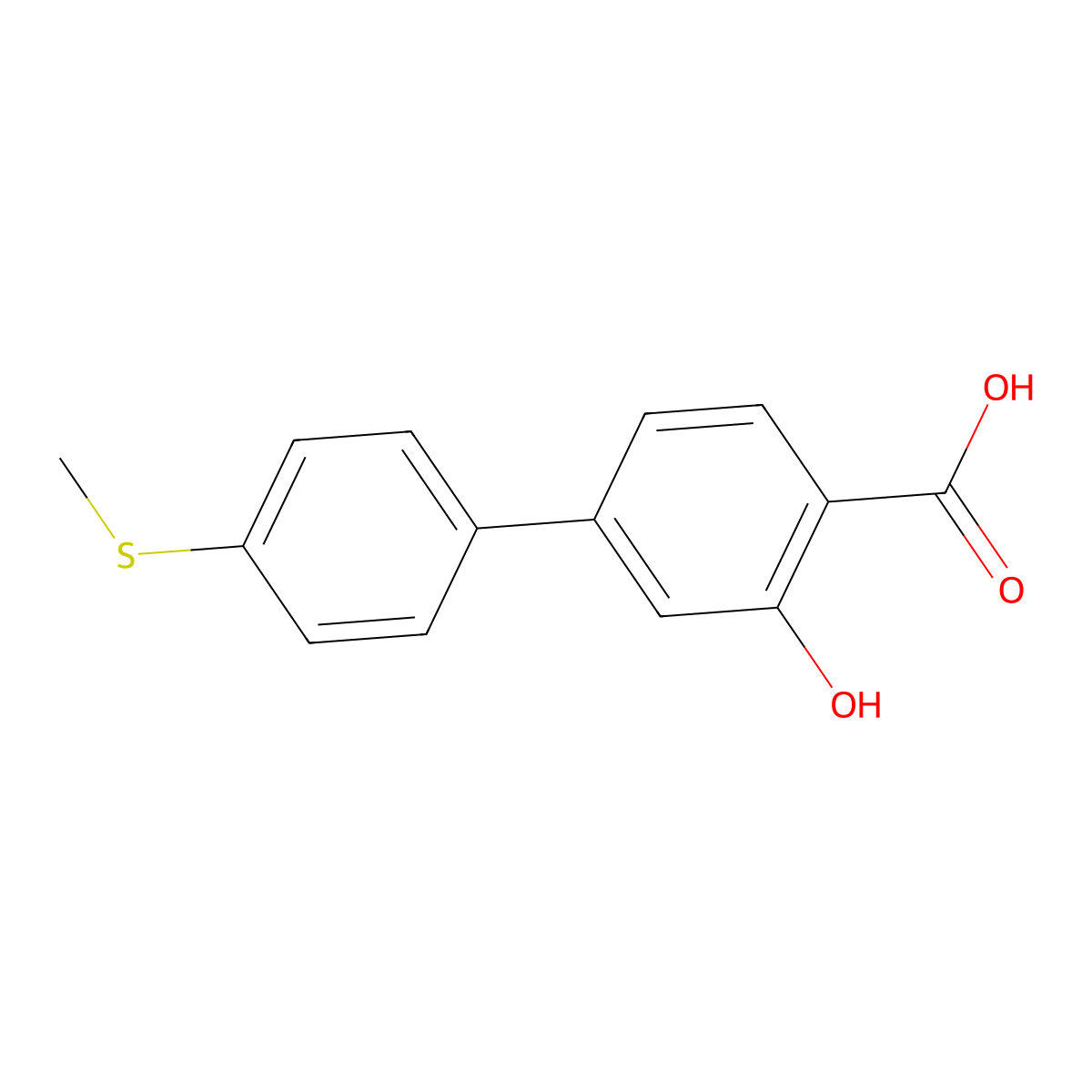 2-Hydroxy-4-(4-methylthiophenyl)benzoic acid molecular structure, CAS 1261984-23-9