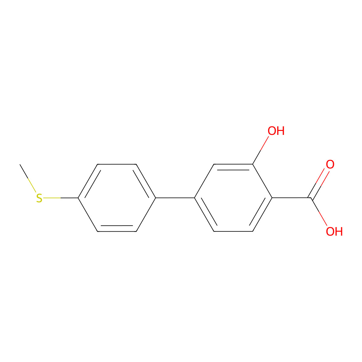 2-Hydroxy-4-(4-methylthiophenyl)benzoic acid molecular structure, CAS 1261984-23-9