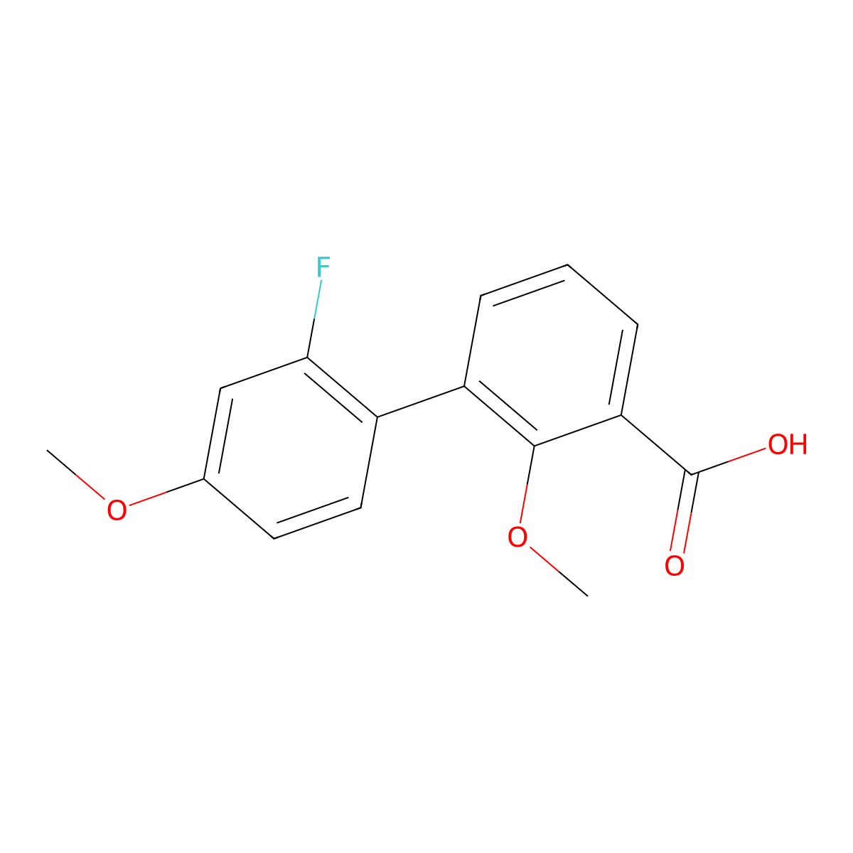 3-(2-Fluoro-4-methoxyphenyl)-2-methoxybenzoic acid molecular structure, CAS 1261984-65-9