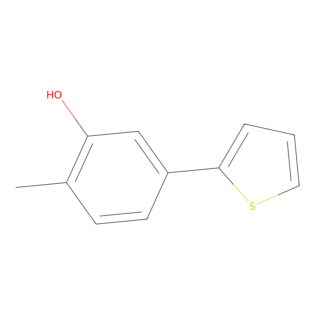 2-Methyl-5-(thiophen-2-YL)phenol molecular structure, CAS 1261985-12-9