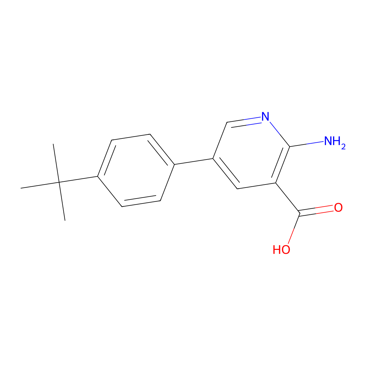 2-Amino-5-(4-tert-butylphenyl)pyridine-3-carboxylic acid molecular structure, CAS 1261985-22-1