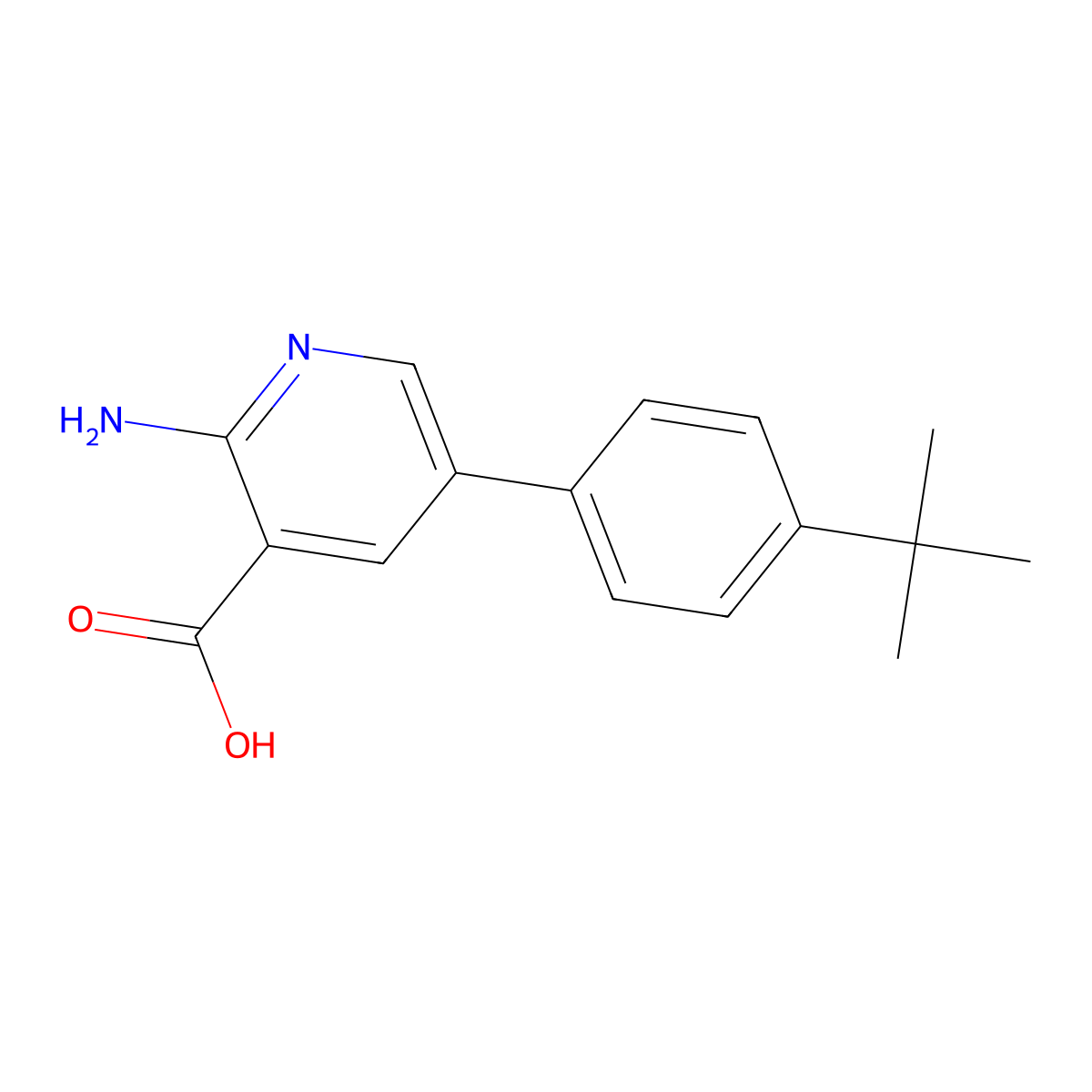 2-Amino-5-(4-tert-butylphenyl)pyridine-3-carboxylic acid molecular structure, CAS 1261985-22-1