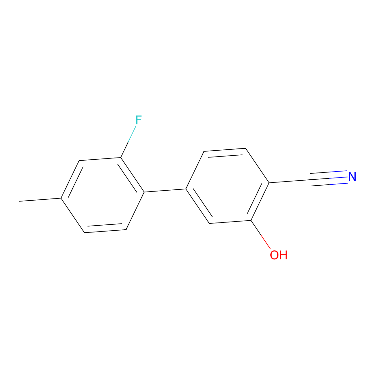 2-Cyano-5-(2-fluoro-4-methylphenyl)phenol molecular structure, CAS 1261985-51-6