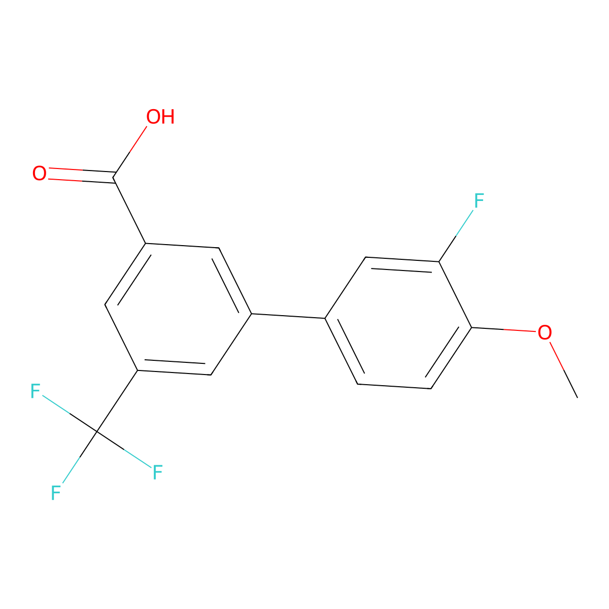 3-(3-Fluoro-4-methoxyphenyl)-5-trifluoromethylbenzoic acid molecular structure, CAS 1261985-54-9