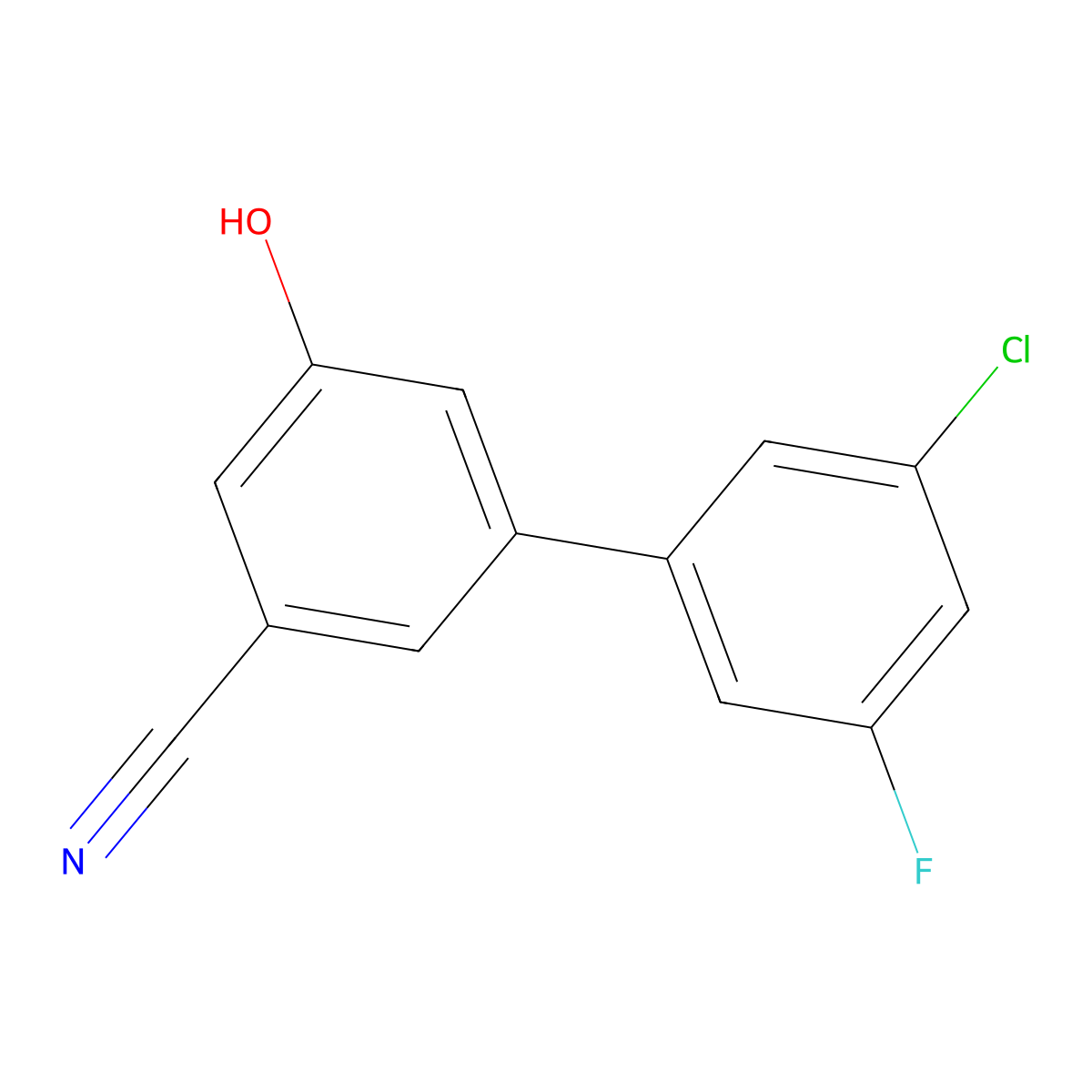 5-(3-Chloro-5-fluorophenyl)-3-cyanophenol molecular structure, CAS 1261985-76-5