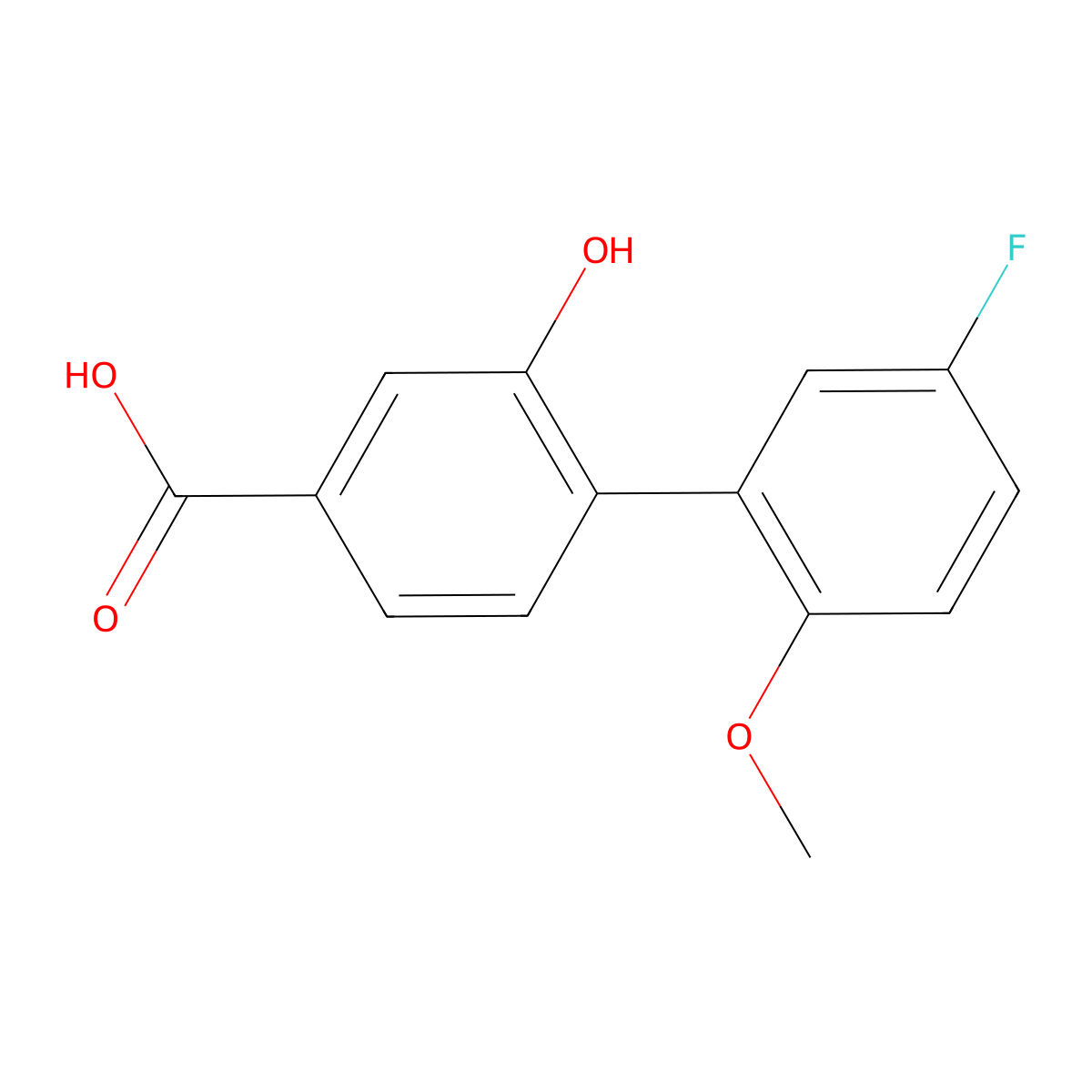 4-(5-Fluoro-2-methoxyphenyl)-3-hydroxybenzoic acid molecular structure, CAS 1261985-90-3