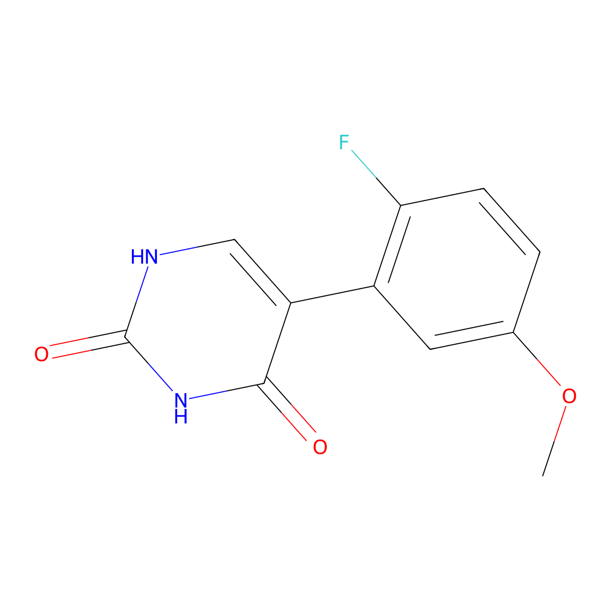(2,4)-Dihydroxy-5-(2-fluoro-5-methoxyphenyl)pyrimidine molecular structure, CAS 1261986-25-7