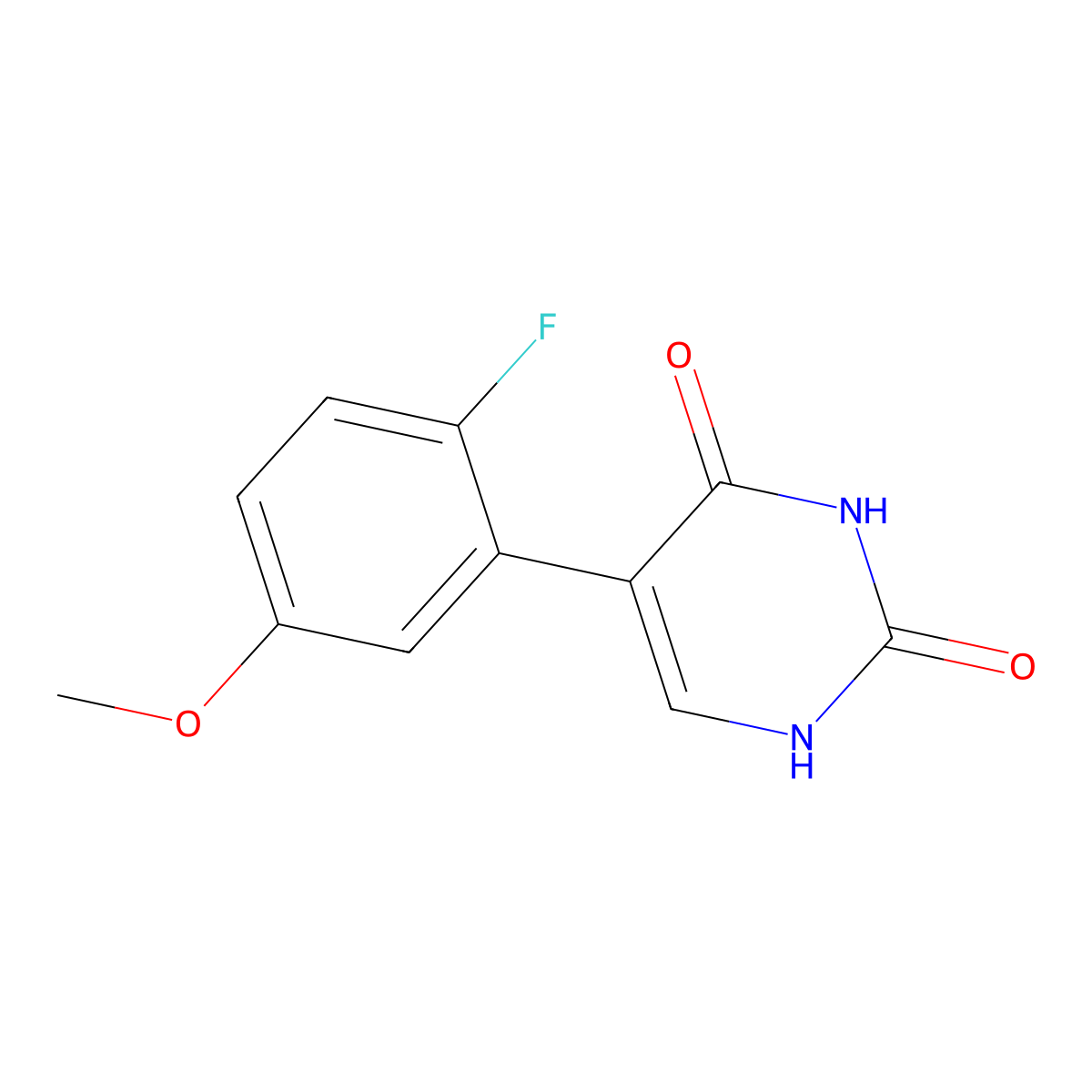 (2,4)-Dihydroxy-5-(2-fluoro-5-methoxyphenyl)pyrimidine molecular structure, CAS 1261986-25-7
