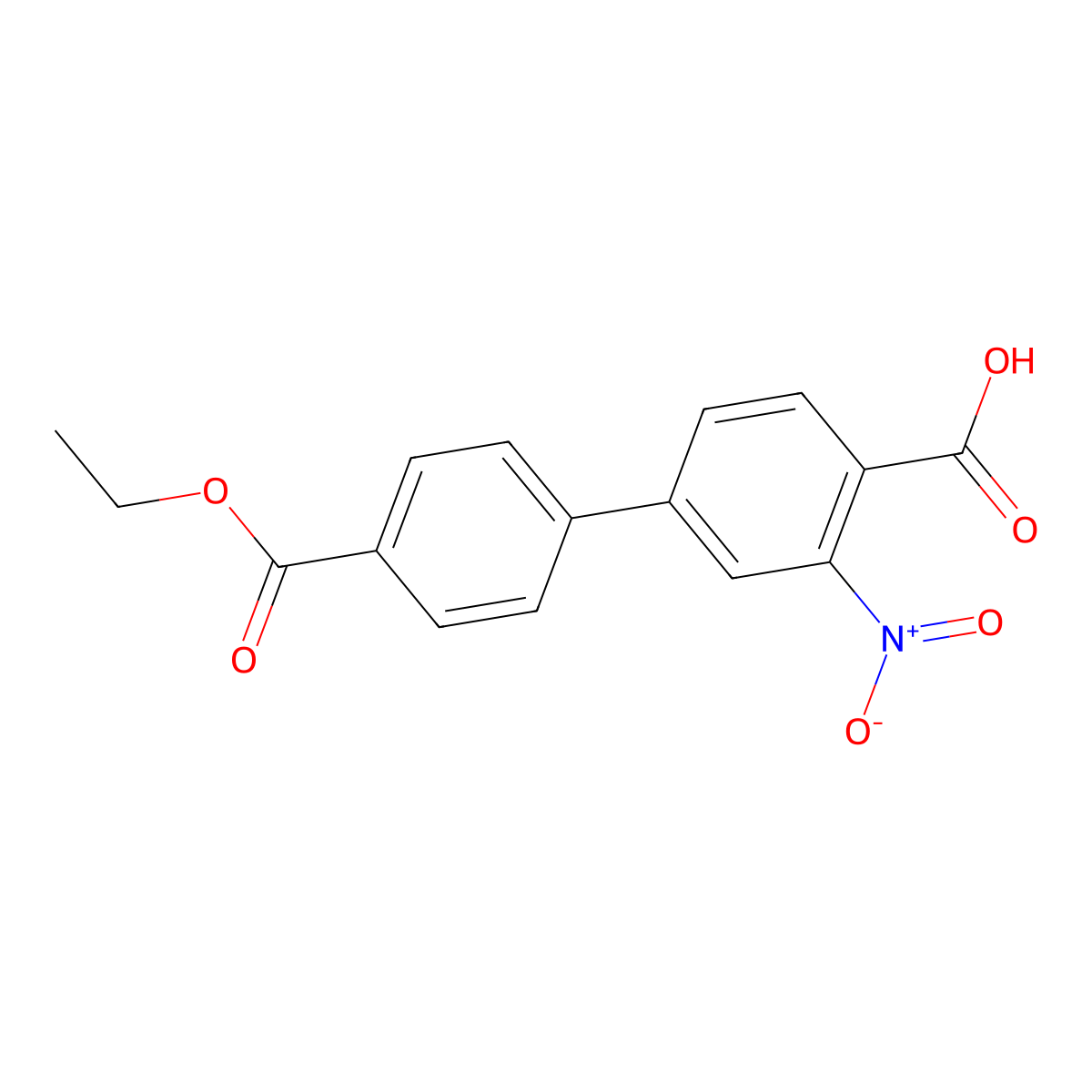 4-(4-Ethoxycarbonylphenyl)-2-nitrobenzoic acid molecular structure, CAS 1261986-27-9