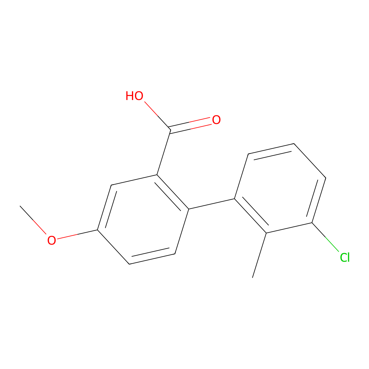 2-(3-Chloro-2-methylphenyl)-5-methoxybenzoic acid molecular structure, CAS 1261986-33-7