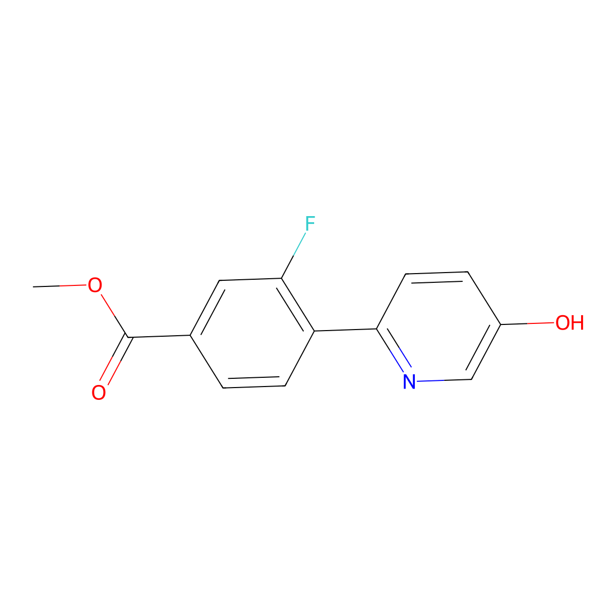 Methyl 3-fluoro-4-(5-hydroxypyridin-2-yl)benzoate molecular structure, CAS 1261986-41-7