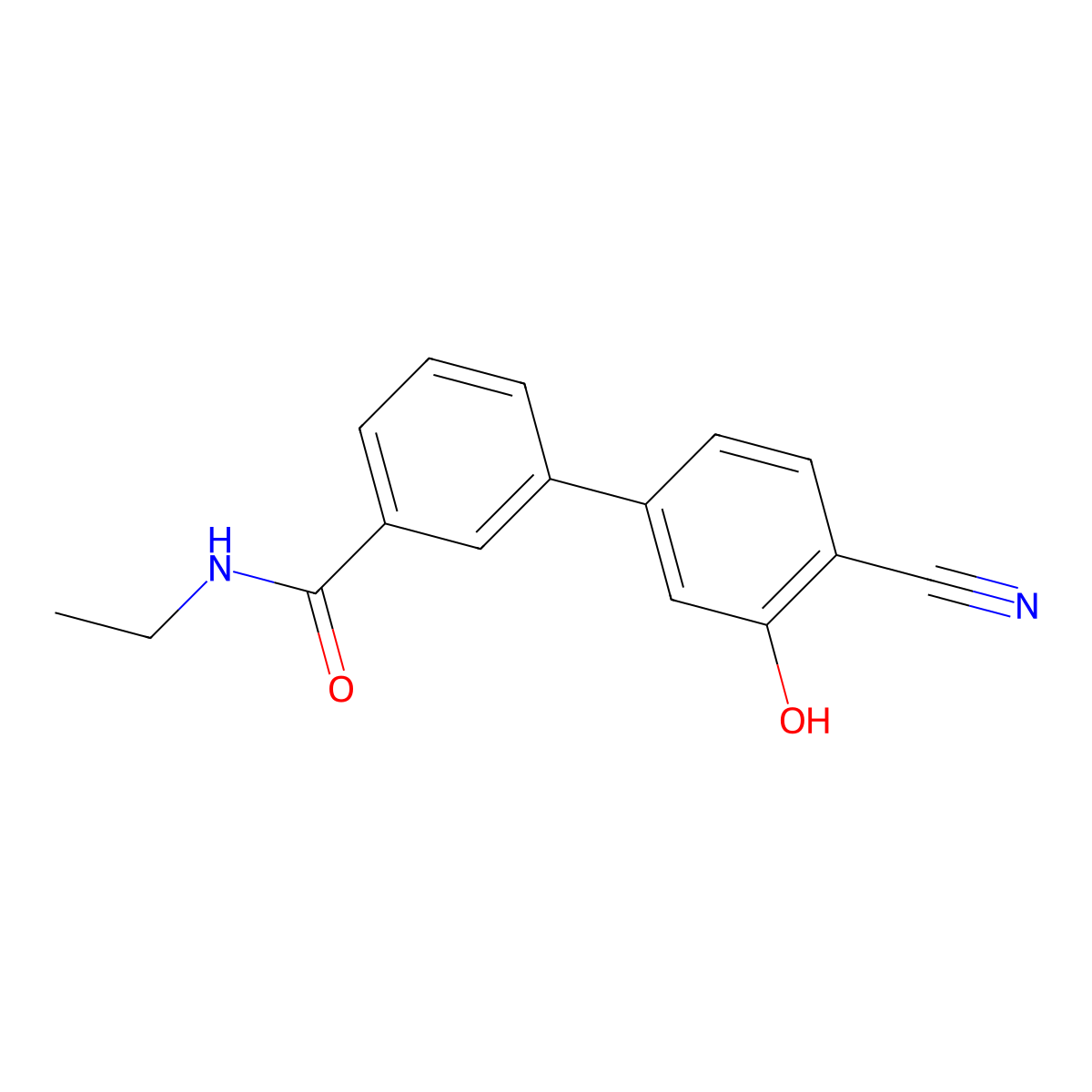 2-Cyano-5-[3-(N-ethylaminocarbonyl)phenyl]phenol molecular structure, CAS 1261986-47-3