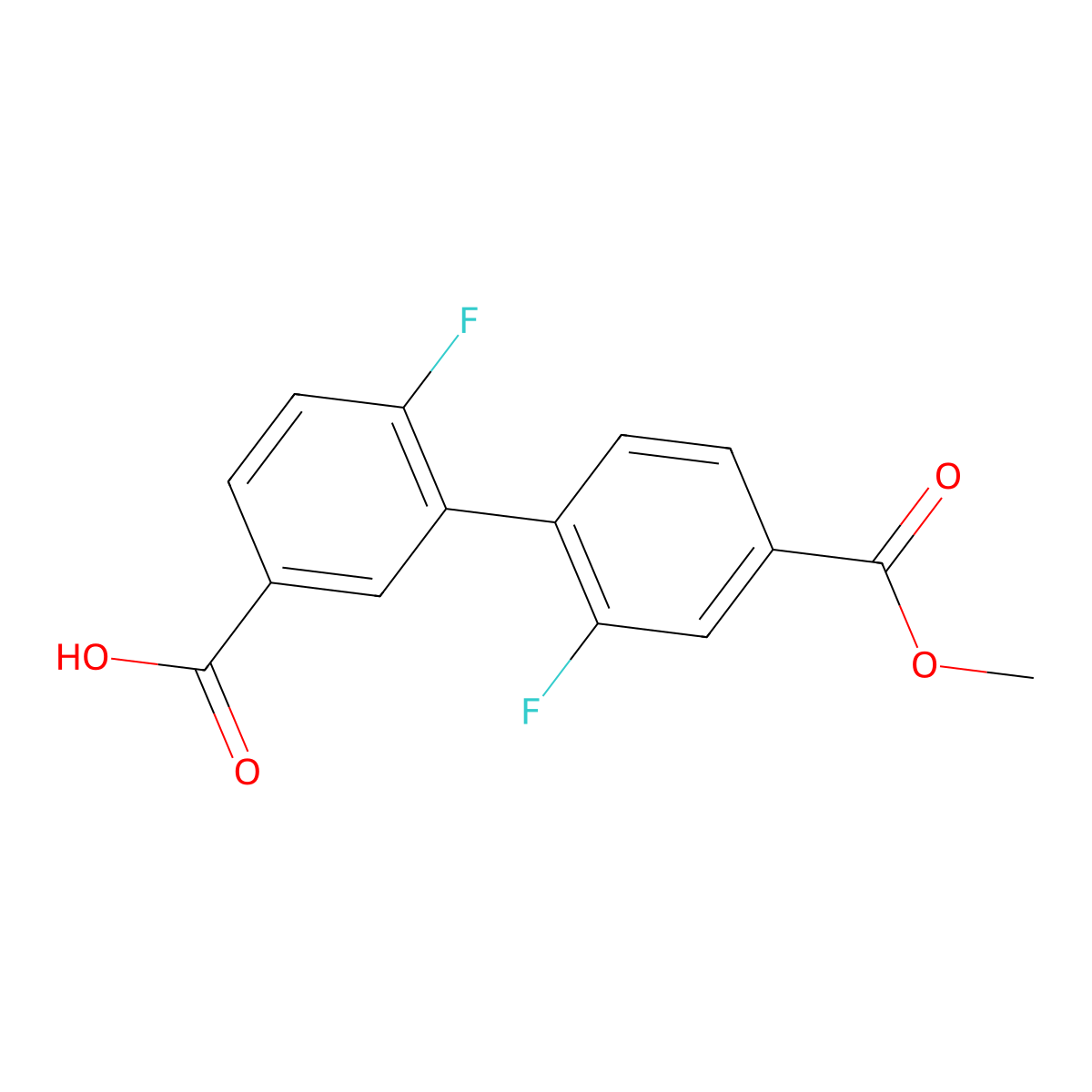 4-Fluoro-3-(2-fluoro-4-methoxycarbonylphenyl)benzoic acid molecular structure, CAS 1261986-51-9