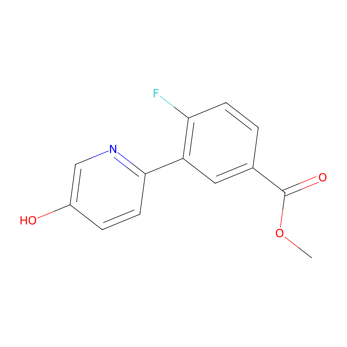 Methyl 4-fluoro-3-(5-hydroxypyridin-2-yl)benzoate molecular structure, CAS 1261986-52-0