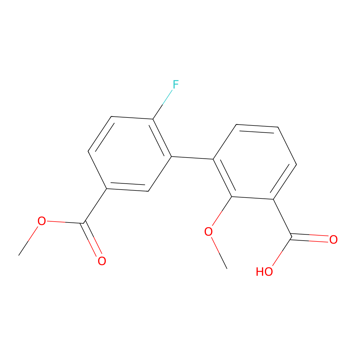 3-(2-Fluoro-5-methoxycarbonylphenyl)-2-methoxybenzoic acid molecular structure, CAS 1261986-70-2