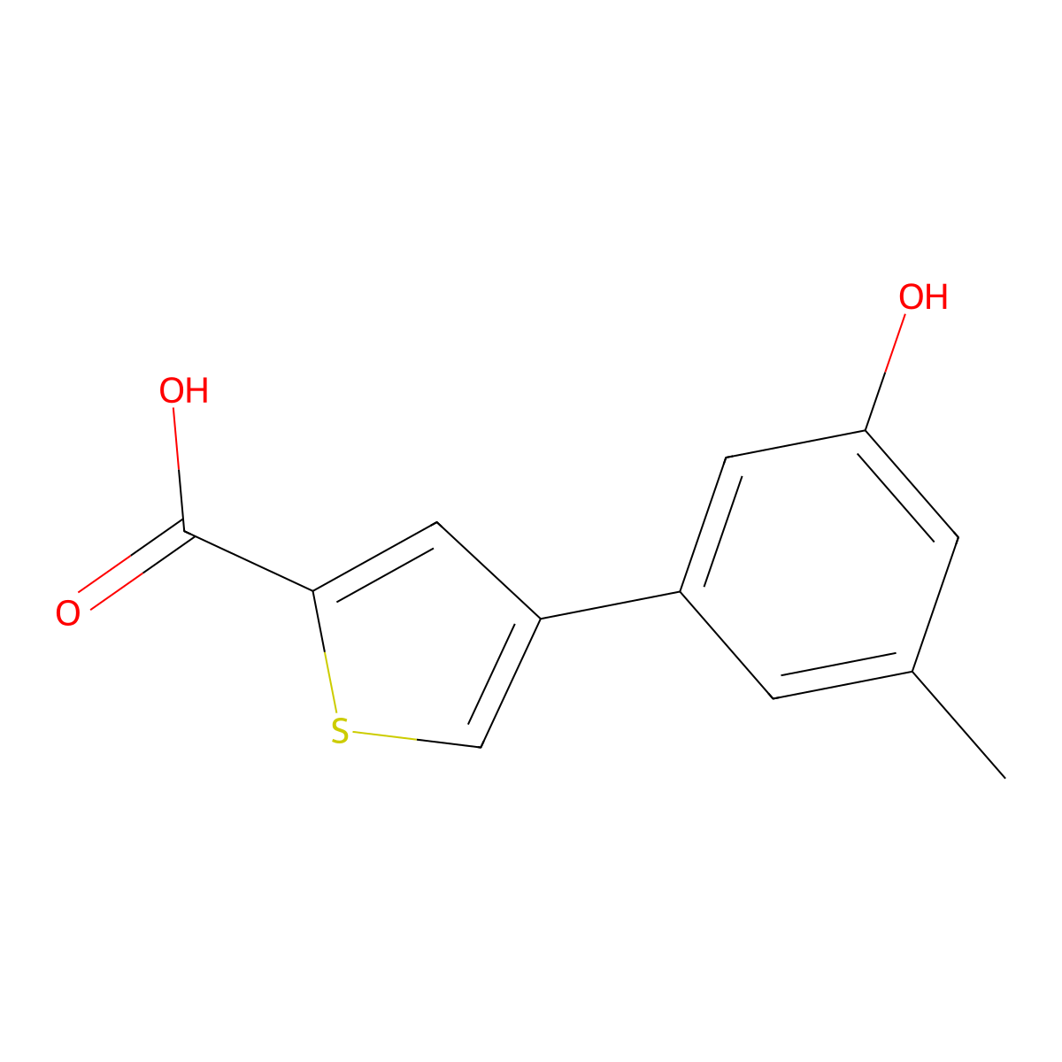 4-(3-Hydroxy-5-methylphenyl)thiophene-2-carboxylic acid molecular structure, CAS 1261986-74-6