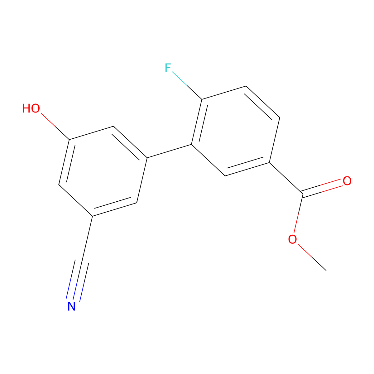 3-Cyano-5-(2-fluoro-5-methoxycarbonylphenyl)phenol molecular structure, CAS 1261986-75-7