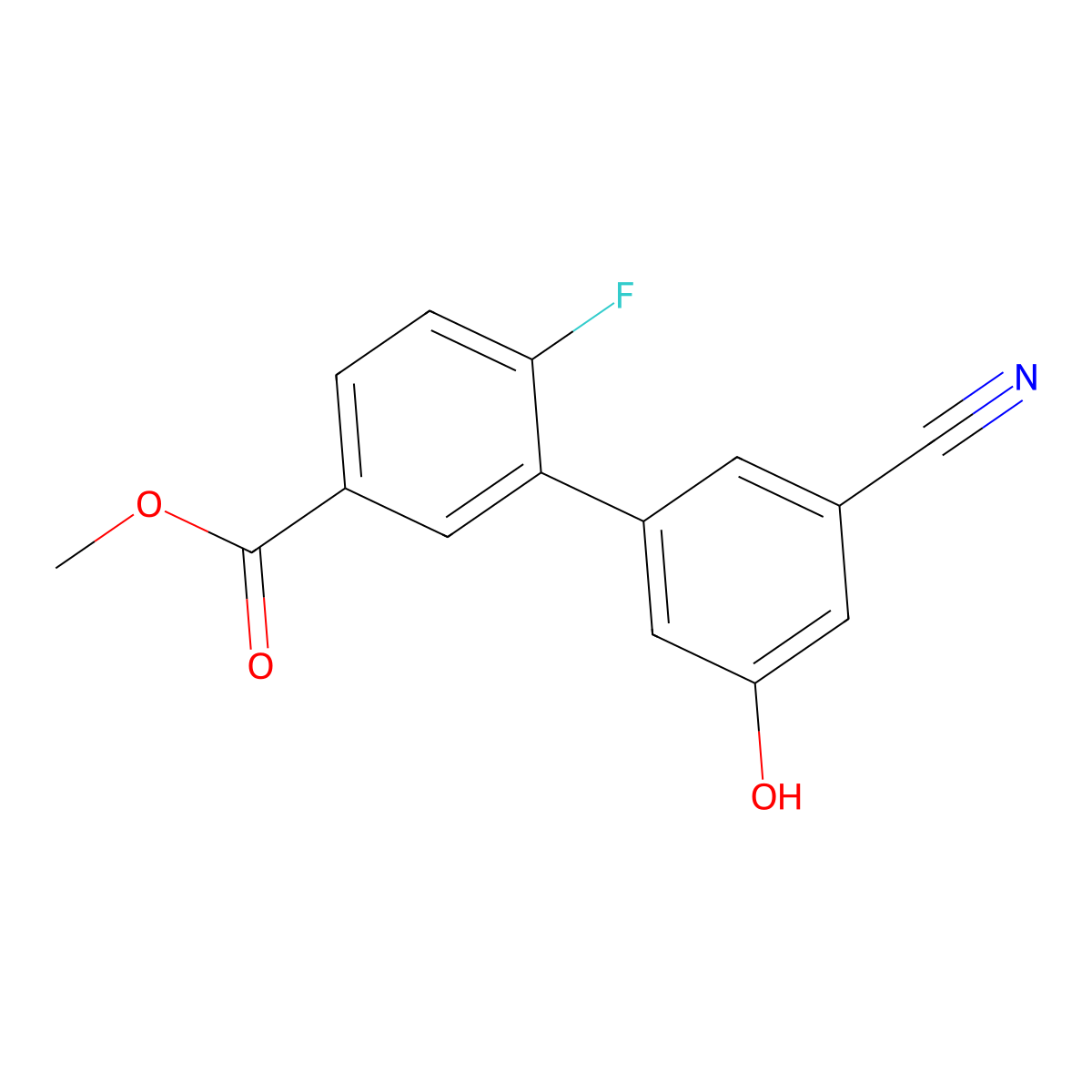 3-Cyano-5-(2-fluoro-5-methoxycarbonylphenyl)phenol molecular structure, CAS 1261986-75-7