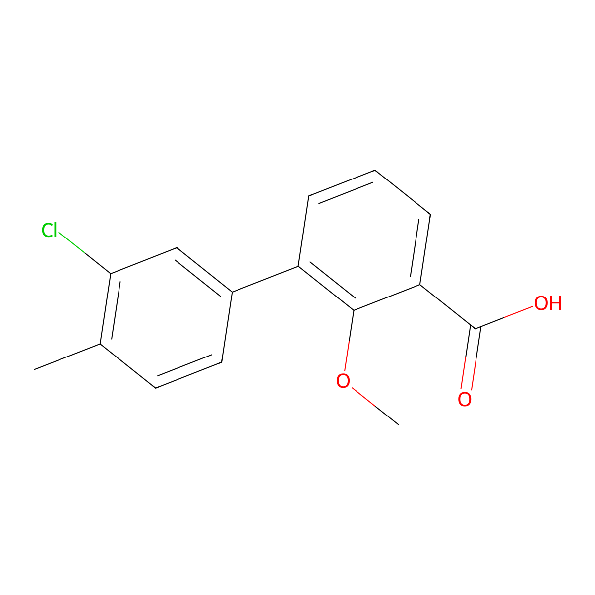3-(3-Chloro-4-methylphenyl)-2-methoxybenzoic acid molecular structure, CAS 1261986-90-6