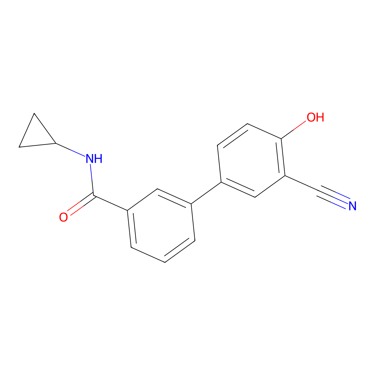 2-Cyano-4-[3-(cyclopropylaminocarbonyl)phenyl]phenol molecular structure, CAS 1261986-93-9