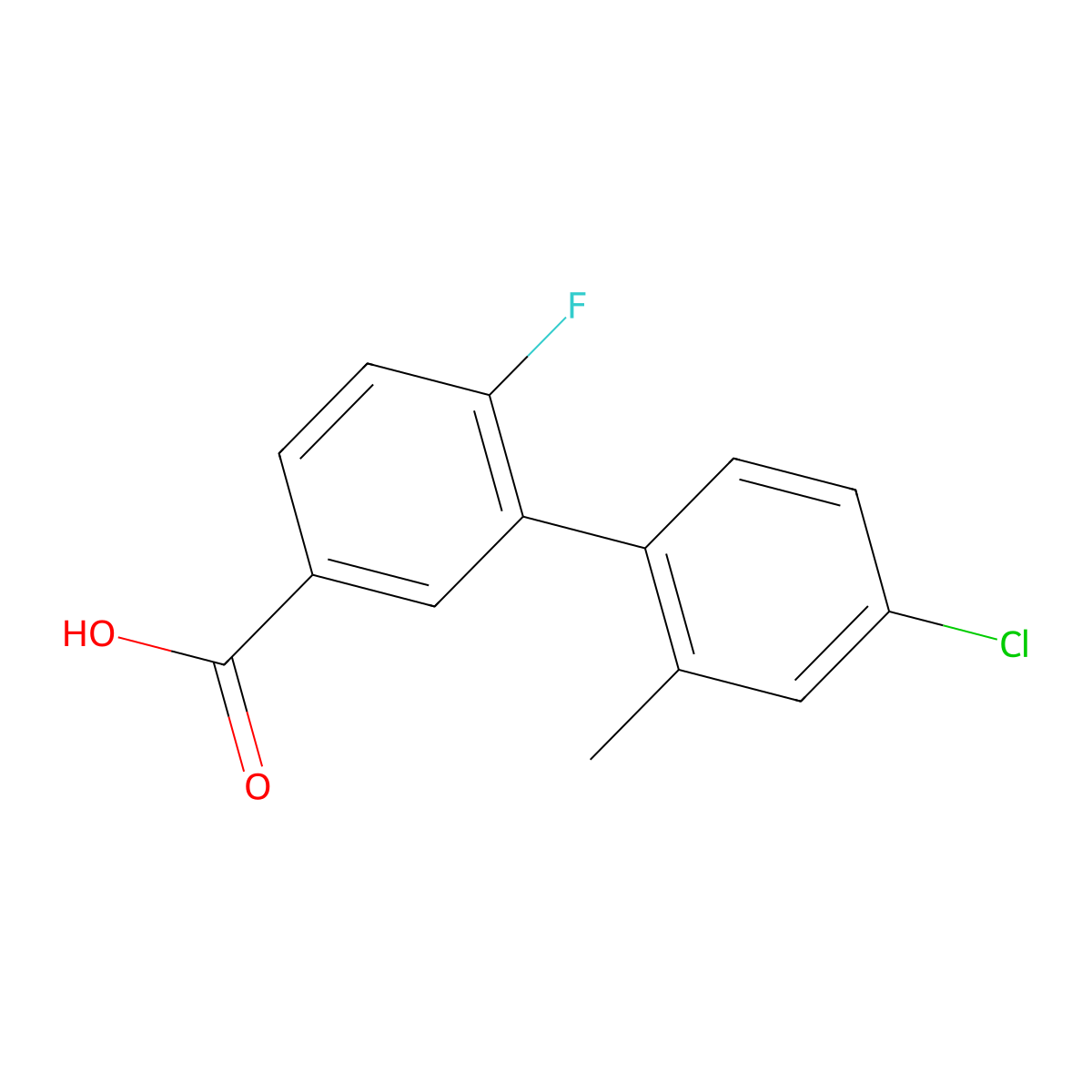 3-(4-Chloro-2-methylphenyl)-4-fluorobenzoic acid molecular structure, CAS 1261986-98-4