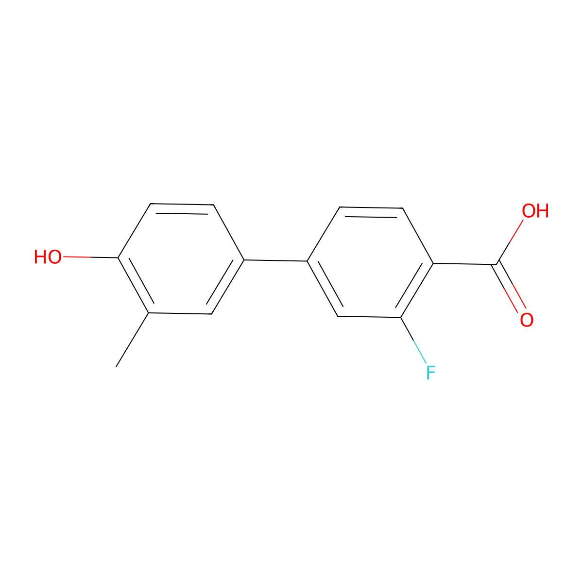 4-(4-Carboxy-3-fluorophenyl)-2-methylphenol molecular structure, CAS 1261987-13-6