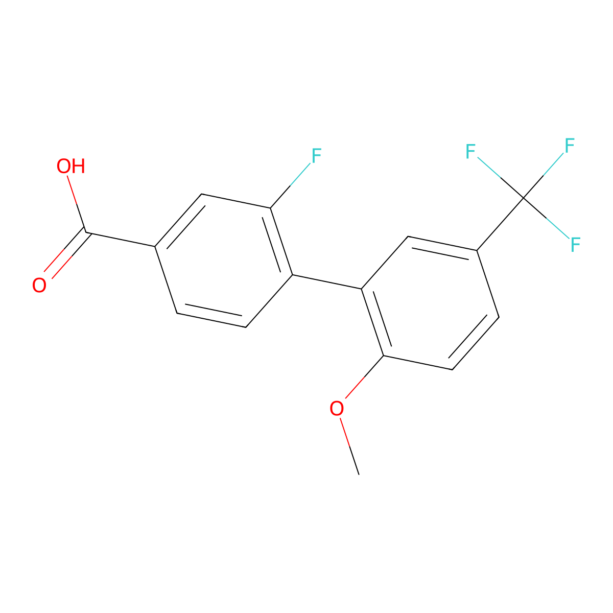 3-Fluoro-4-(2-methoxy-5-trifluoromethylphenyl)benzoic acid molecular structure, CAS 1261987-18-1