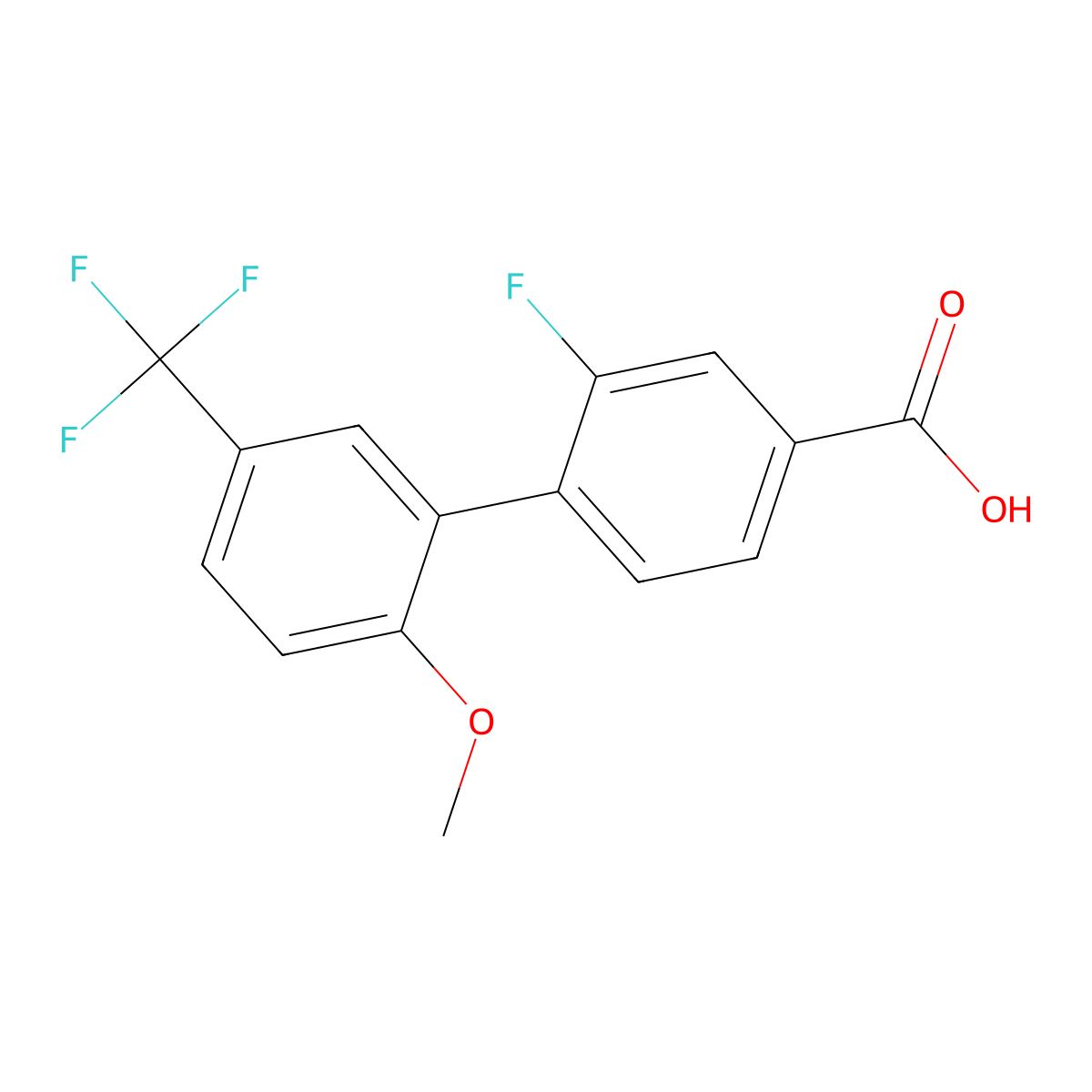 3-Fluoro-4-(2-methoxy-5-trifluoromethylphenyl)benzoic acid molecular structure, CAS 1261987-18-1