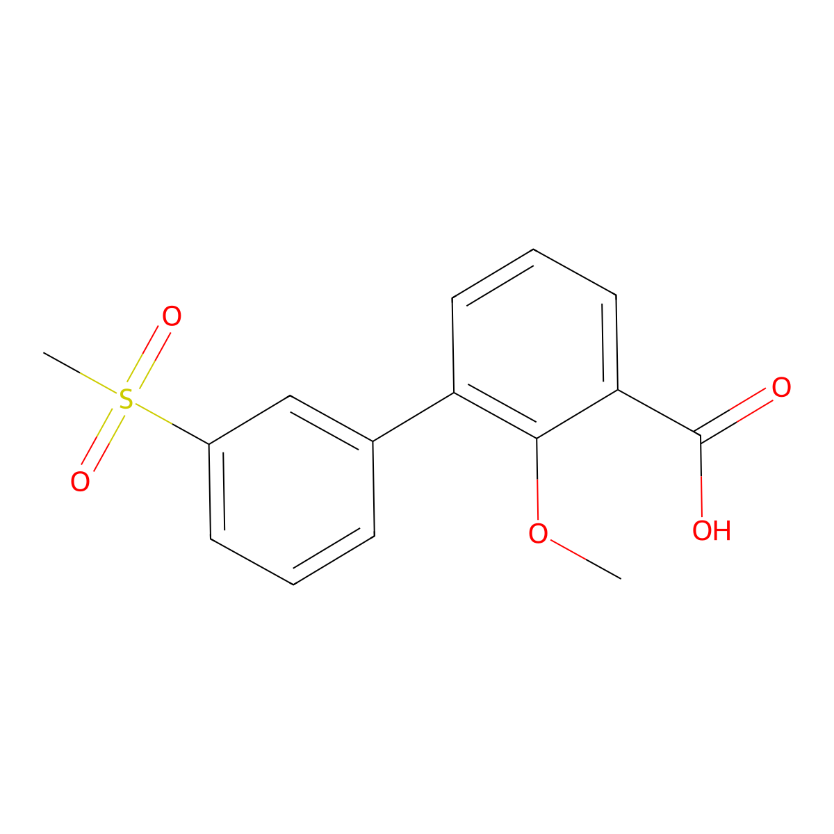 2-Methoxy-3-(3-methylsulfonylphenyl)benzoic acid molecular structure, CAS 1261987-21-6