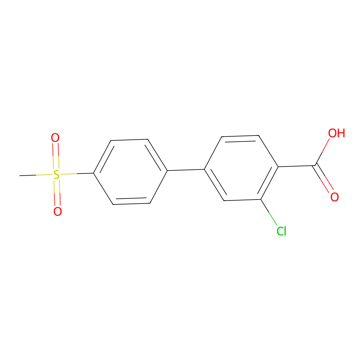 2-Chloro-4-(4-methylsulfonylphenyl)benzoic acid molecular structure, CAS 1261987-30-7