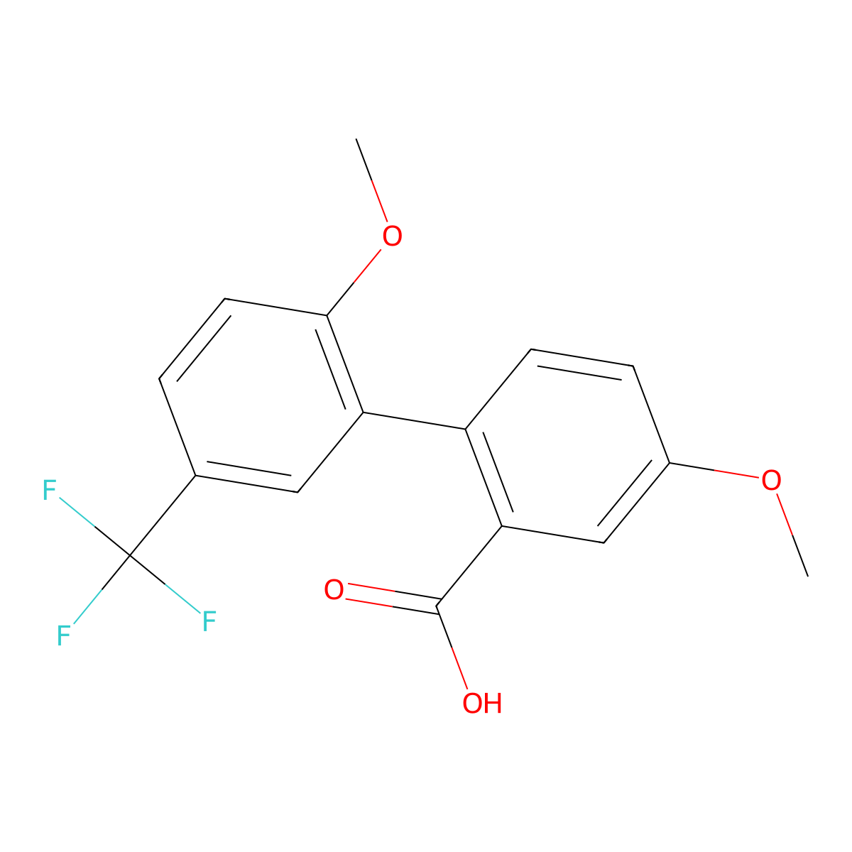 2-(2-Methoxy-5-trifluoromethylphenyl)-5-methoxybenzoic acid molecular structure, CAS 1261987-34-1
